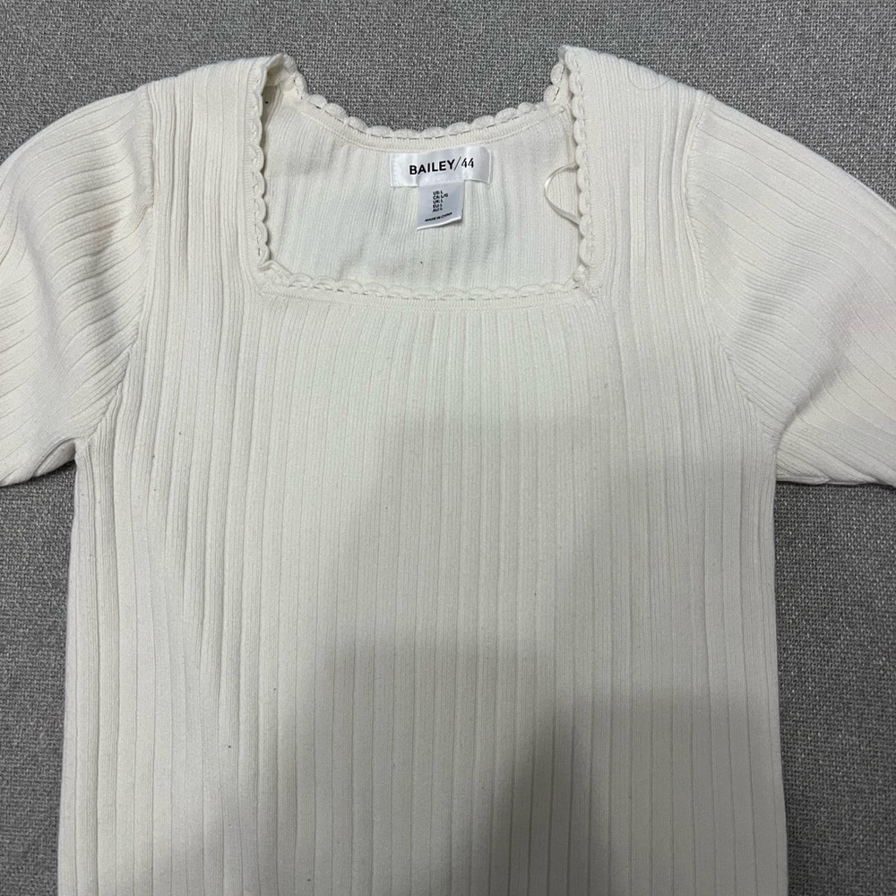 Bailey 44 Ivory Ribbed Blouse